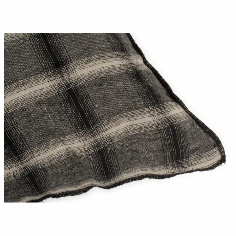 Taie d'oreiller Highlands en lin lavé | Gris foncé