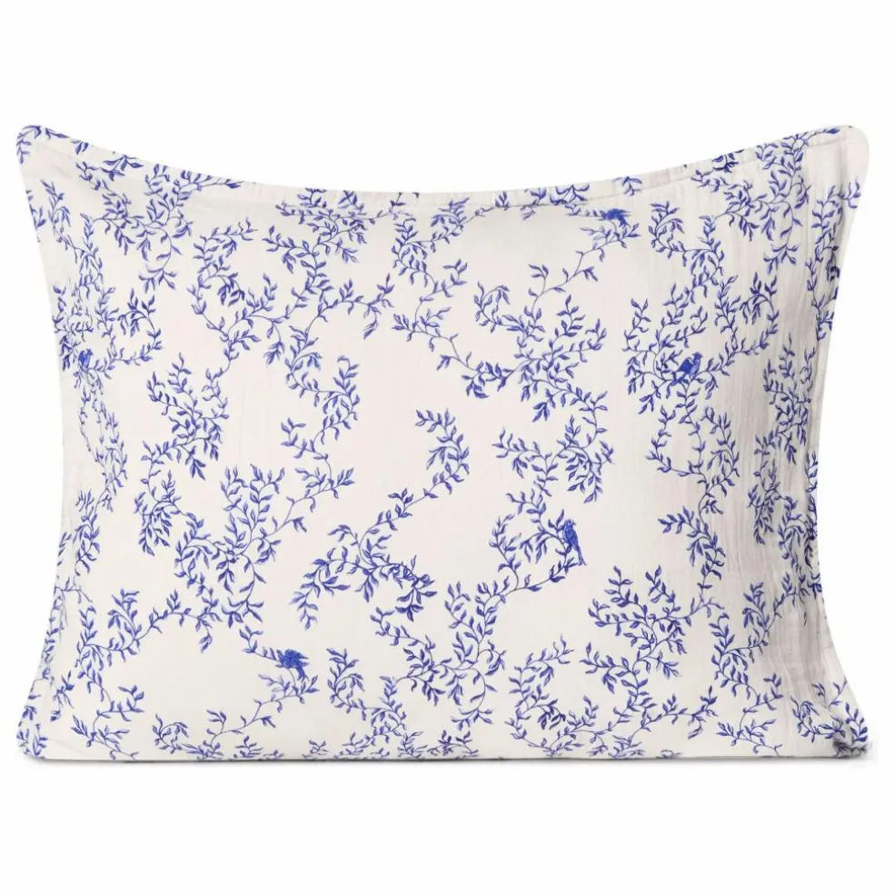 Taie d'oreiller Jardim en mousseline de coton | Cobalt
