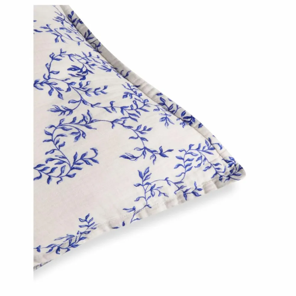 Taie d'oreiller Jardim en mousseline de coton | Cobalt