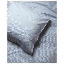 Taie d'oreiller Striped en percale organique | Bleu