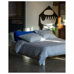 Taie d'oreiller Striped en percale organique | Bleu