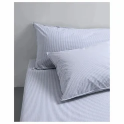 Taie d'oreiller Striped en percale organique | Bleu