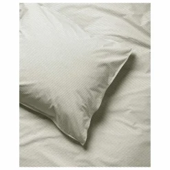 Taie d'oreiller Striped en percale organique - Olive-Ecru | Olive