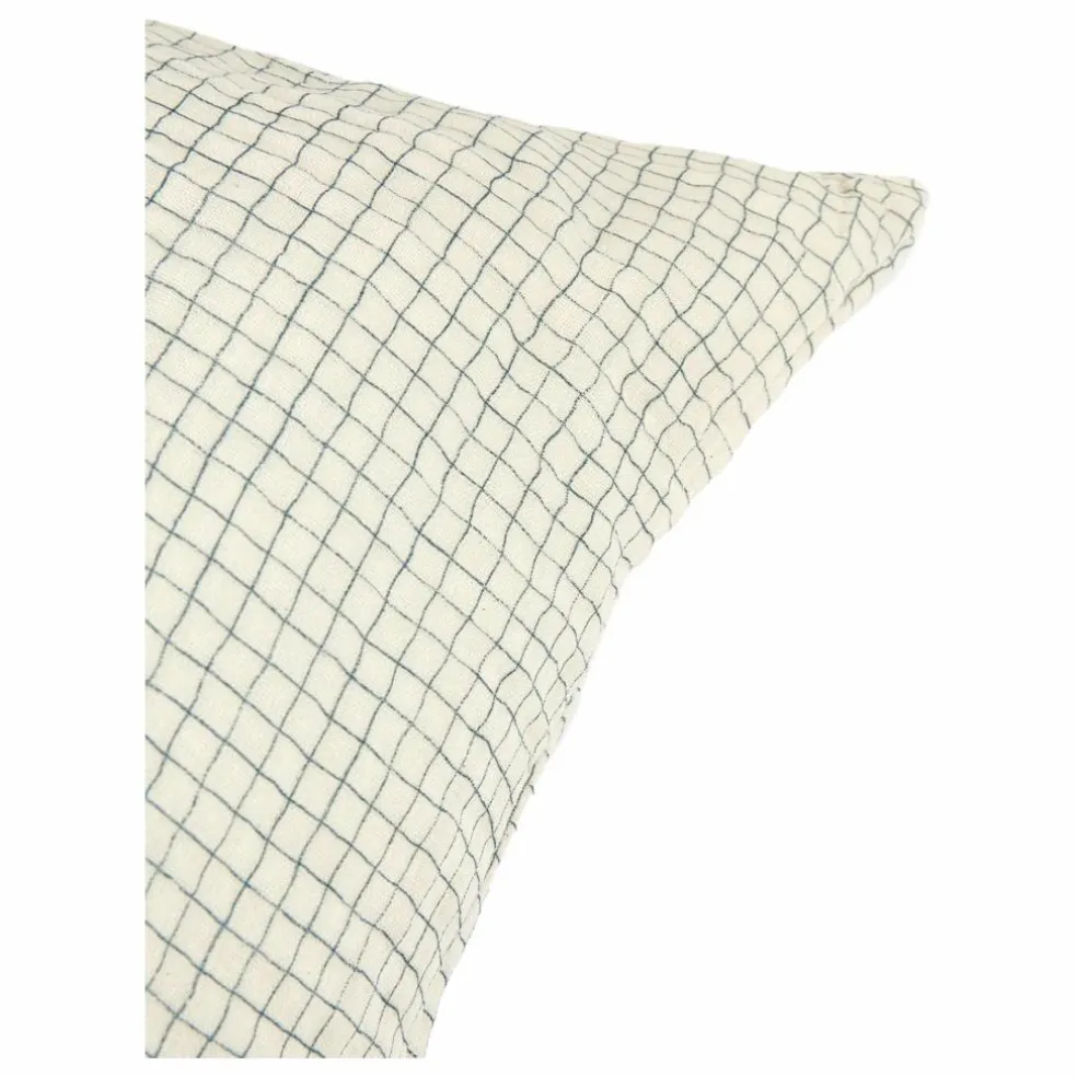Taie d'oreiller Wabi-Sabi Blue Grid | Bleu