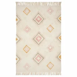 Tapis Aztec en coton recyclé | Rose