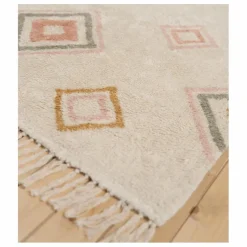 Tapis Aztec en coton recyclé | Rose