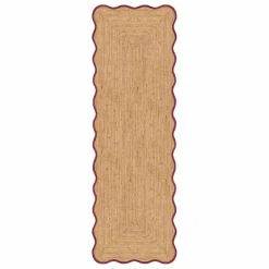 Tapis de couloir en jute Scallop | Bleu foncé