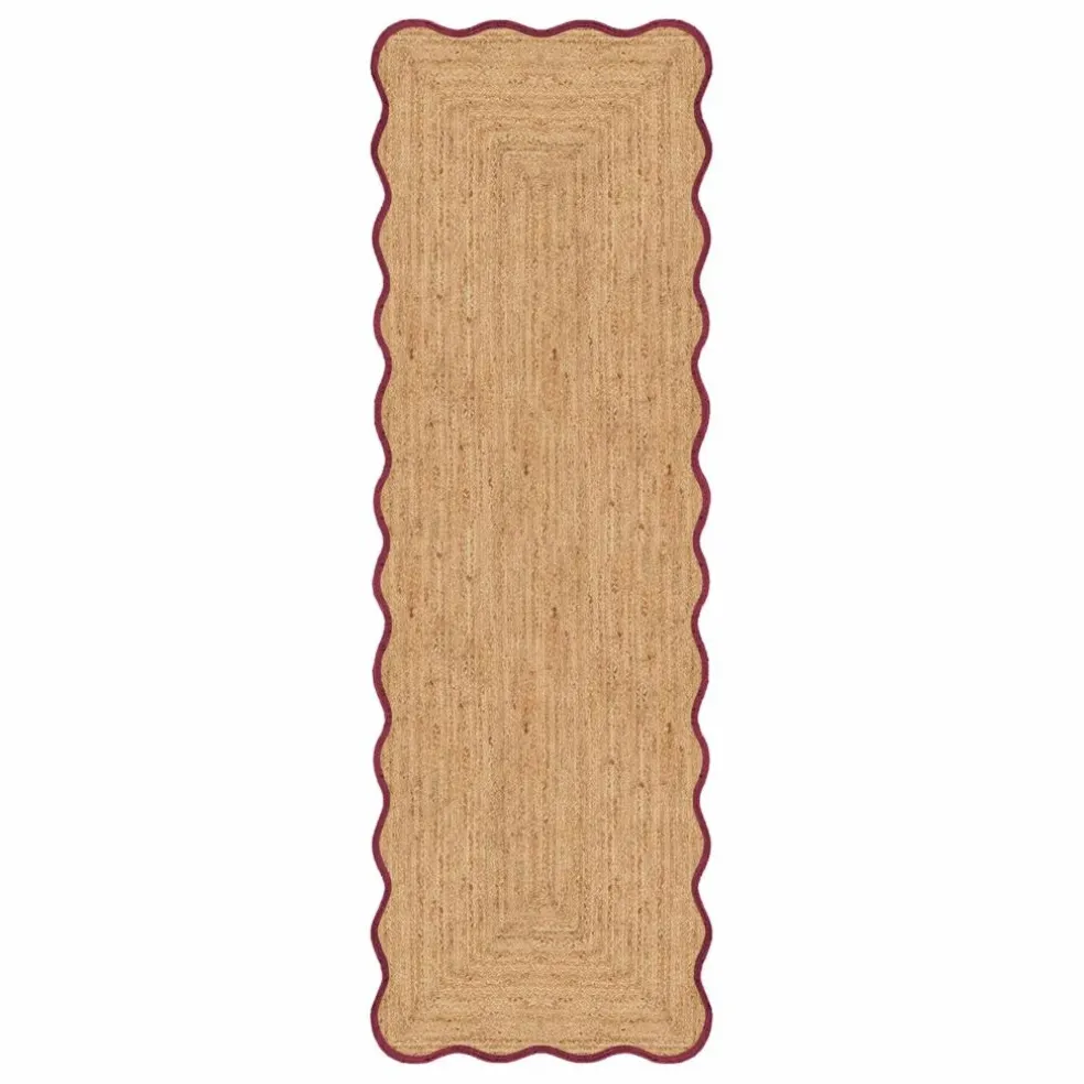 Tapis de couloir en jute Scallop | Bleu foncé