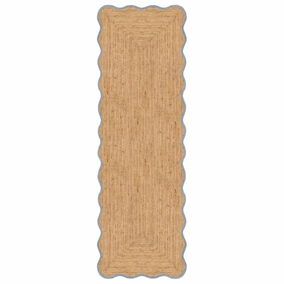 Tapis de couloir en jute Scallop | Bleu