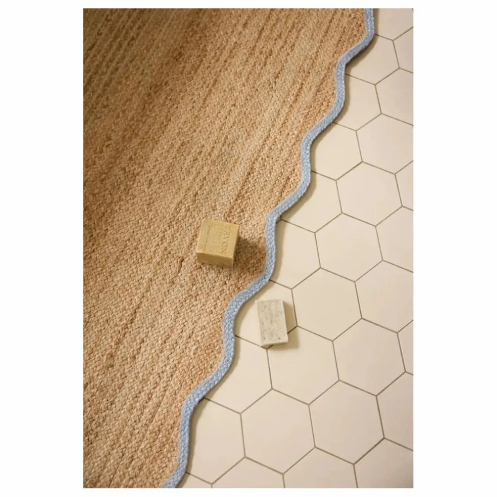 Tapis de couloir en jute Scallop | Bleu
