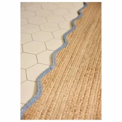 Tapis de couloir en jute Scallop | Bleu
