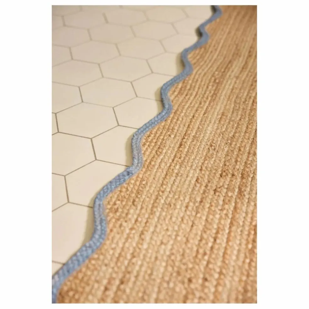 Tapis de couloir en jute Scallop | Bleu