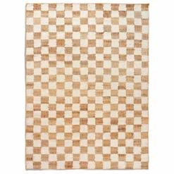 Tapis en jute et laine Check | Crème