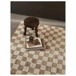 Tapis en jute et laine Check | Crème