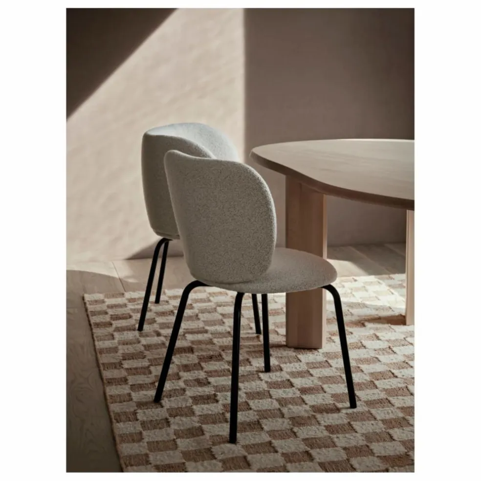 Tapis en jute et laine Check | Crème