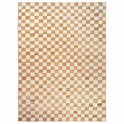 Tapis en jute et laine Check | Crème