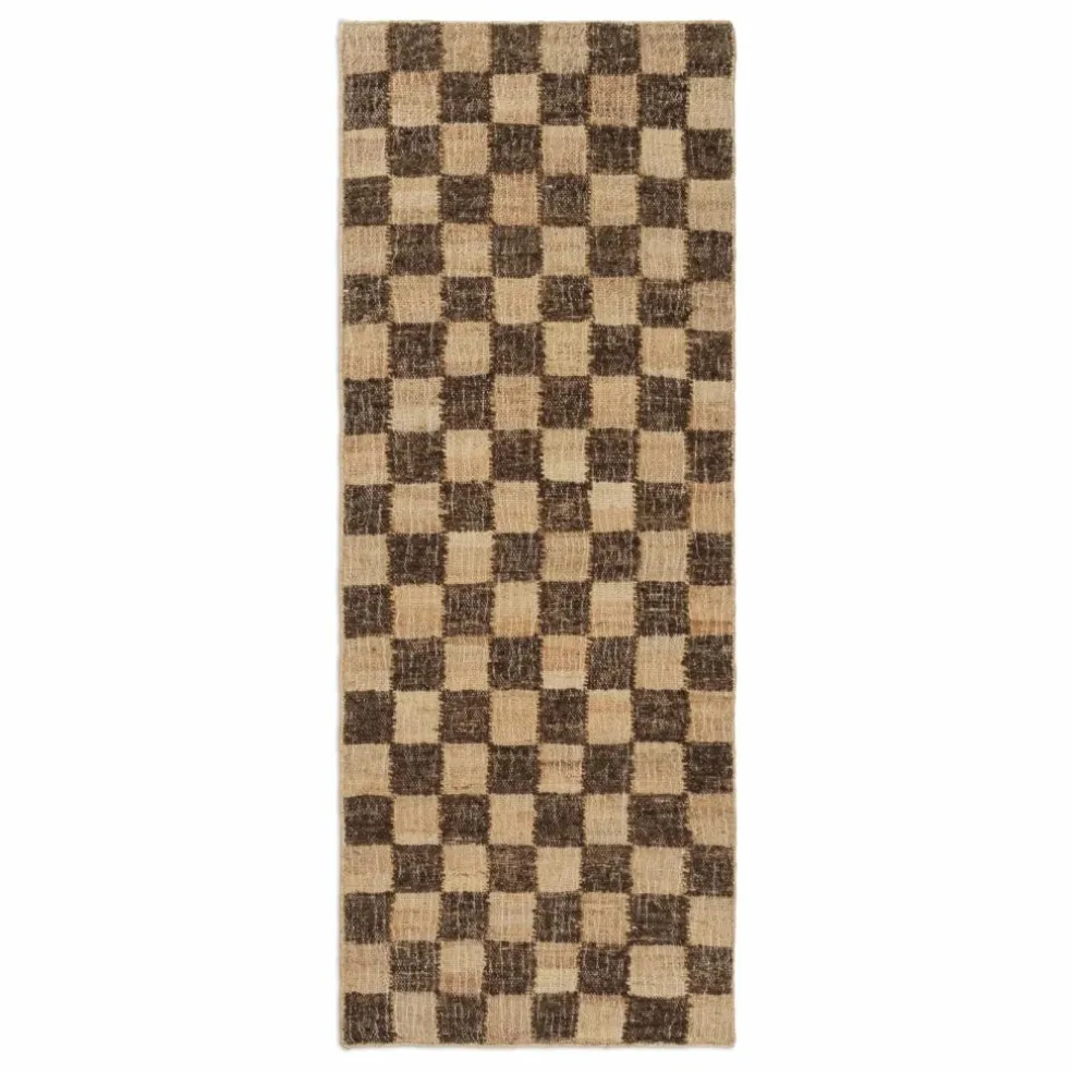 Tapis en jute et laine Check | Café
