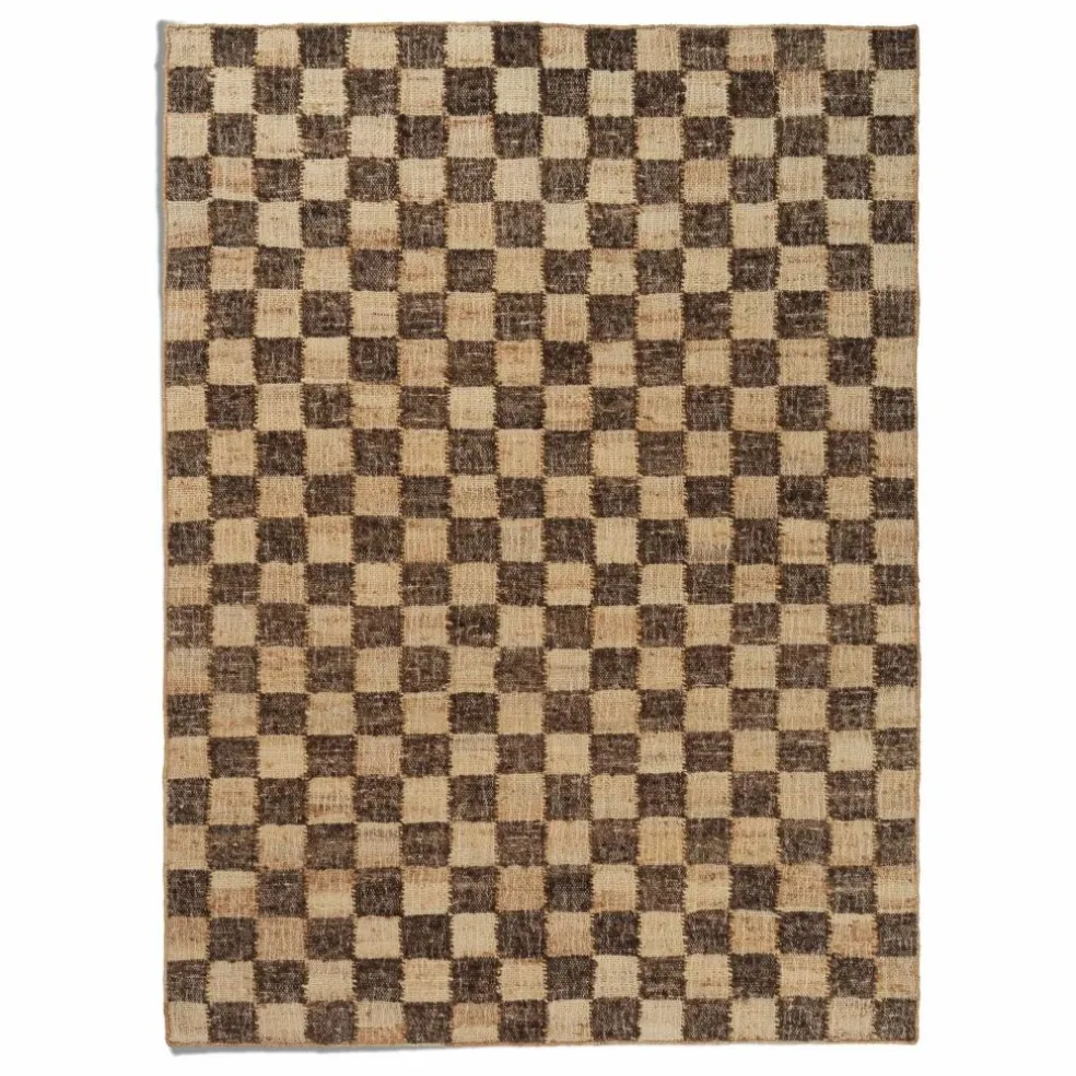 Tapis en jute et laine Check | Café