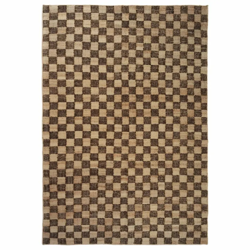 Tapis en jute et laine Check | Café