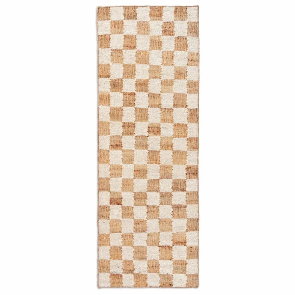 Tapis en jute et laine Check | Blanc