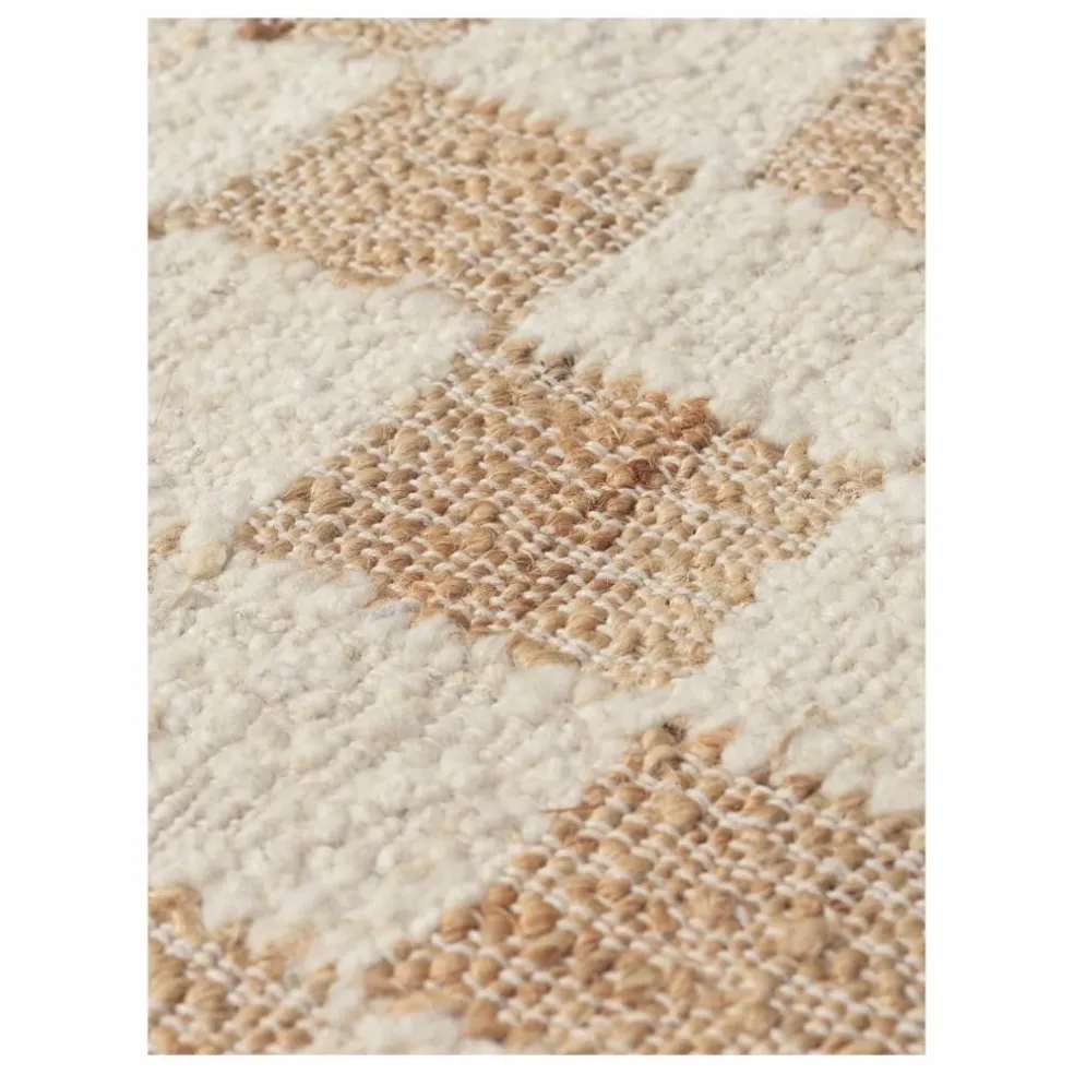 Tapis en jute et laine Check | Blanc