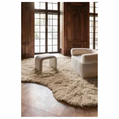 Tapis en laine Shaggy Residue | Beige