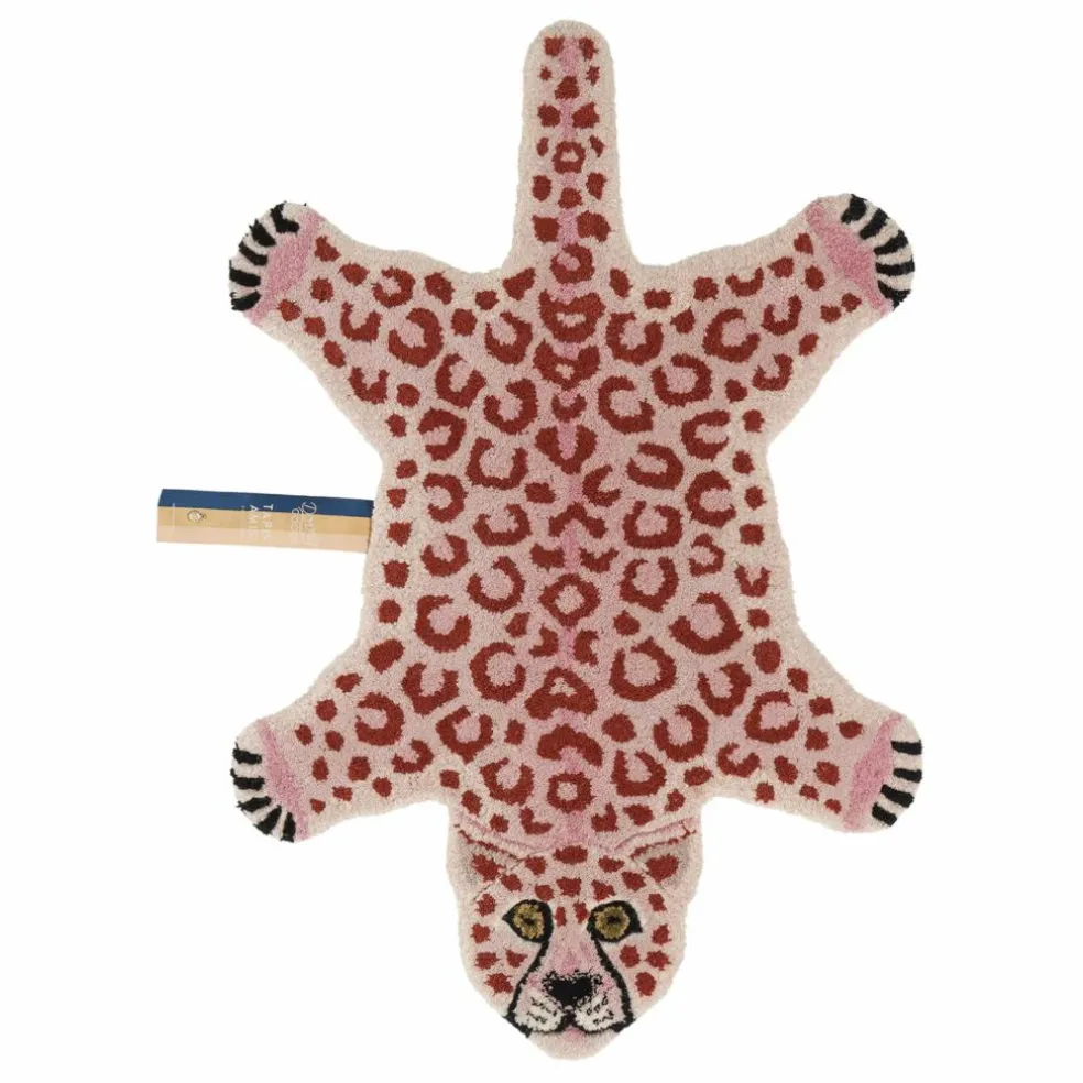 Tapis léopard en laine | Rose