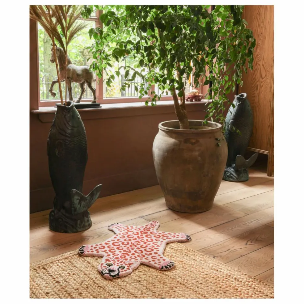 Tapis léopard en laine | Rose