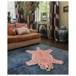 Tapis léopard en laine | Rose