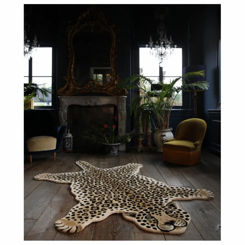 Tapis léopard Loony en laine | Marron