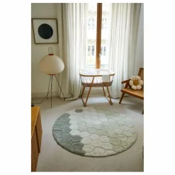 Tapis rond Honeycomb | Bleu gris