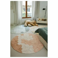 Tapis rond Honeycomb | Bleu gris