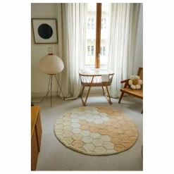 Tapis rond Honeycomb | Golden sand