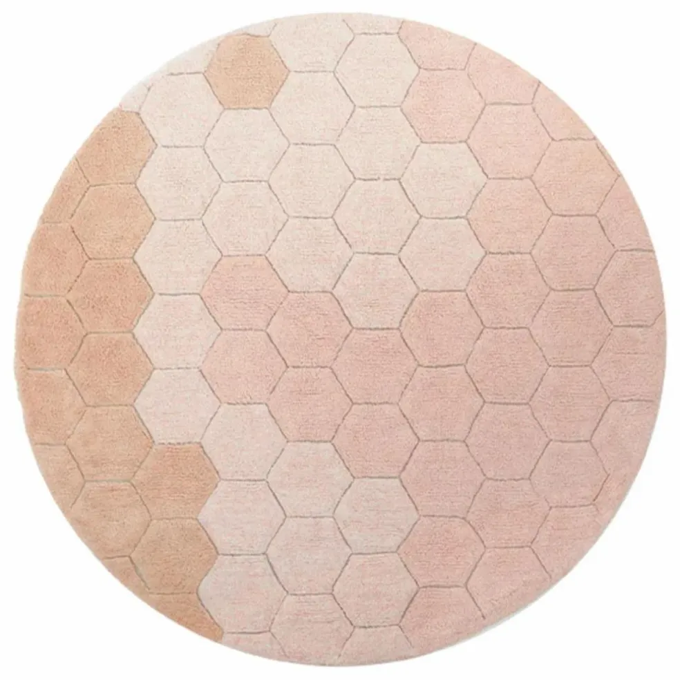 Tapis rond Honeycomb | Rose