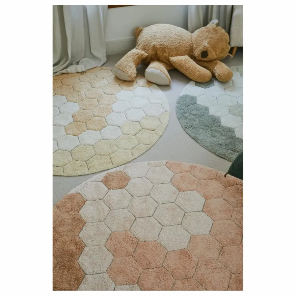 Tapis rond Honeycomb | Rose