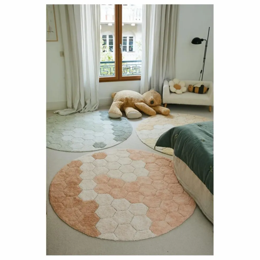 Tapis rond Honeycomb | Rose