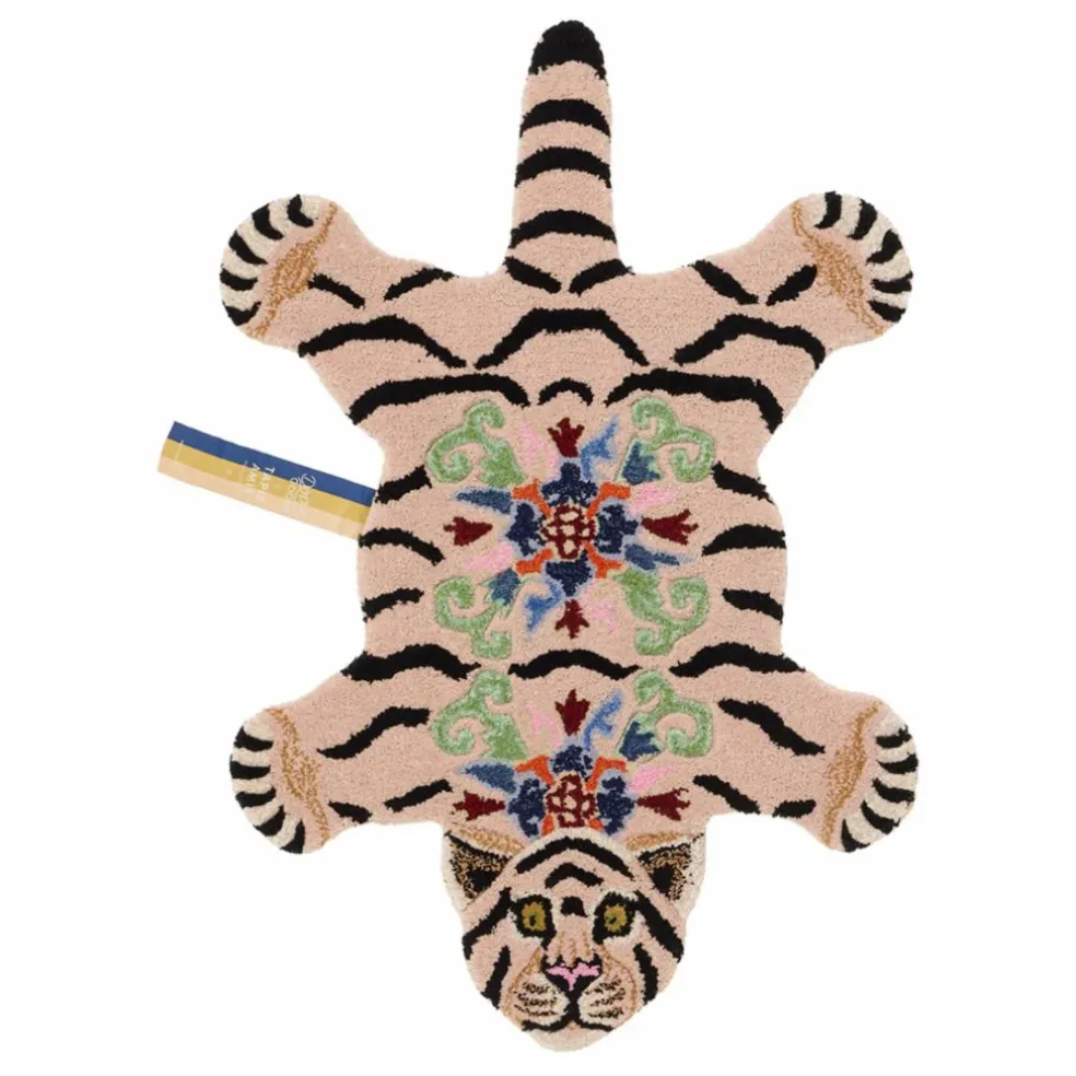 Tapis tigre Mahee Majestic en laine | Rose pêche