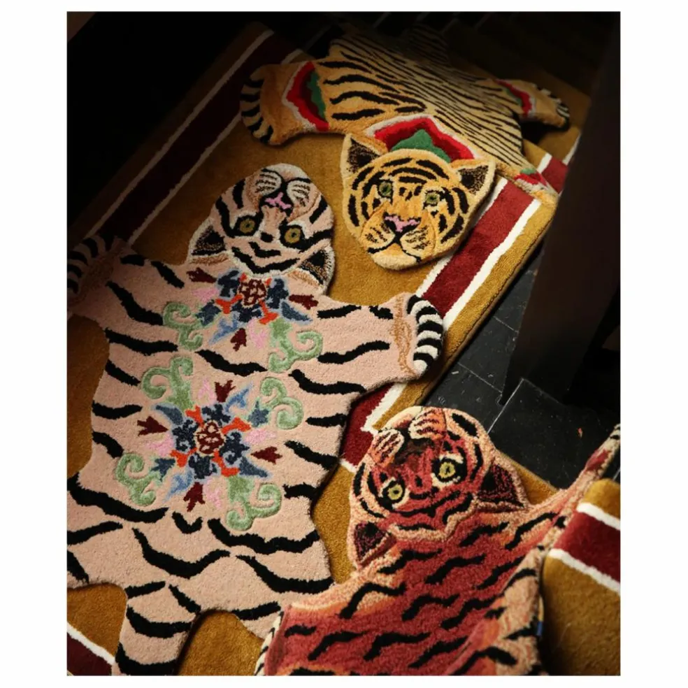 Tapis tigre Mahee Majestic en laine | Rose pêche