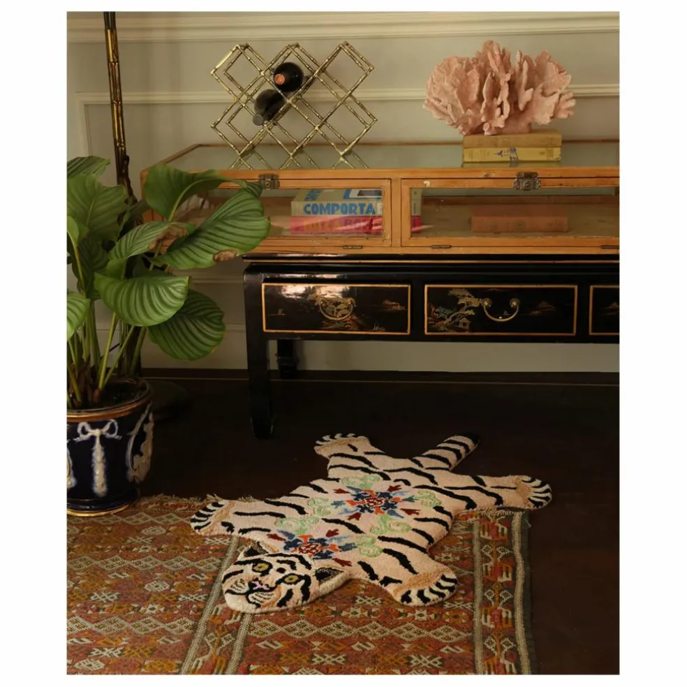 Tapis tigre Mahee Majestic en laine | Rose pêche