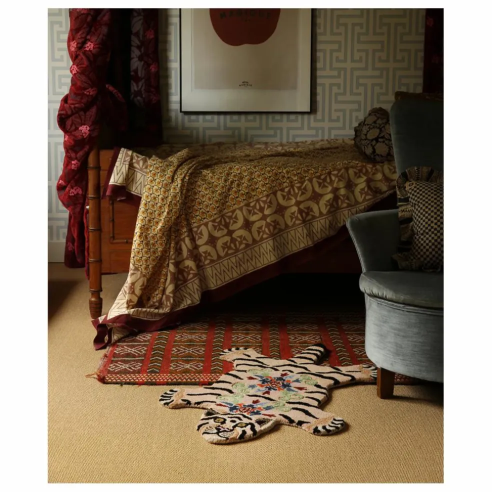 Tapis tigre Mahee Majestic en laine | Rose pêche