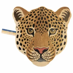 Tapis tête de léopard en laine Himani | Marron