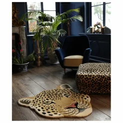 Tapis tête de léopard en laine Himani | Marron