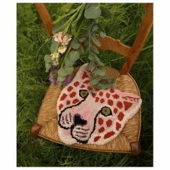 Tapis tête de léopard Pinky en laine | Rose