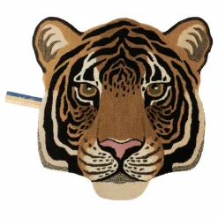 Tapis tête de tigre en laine Rajah | Sable