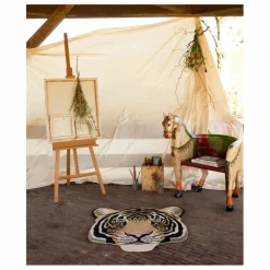 Tapis tête de tigre en laine Rajah | Sable