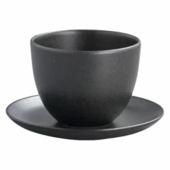 Tasse et soucoupe Pebble en porcelaine | Noir