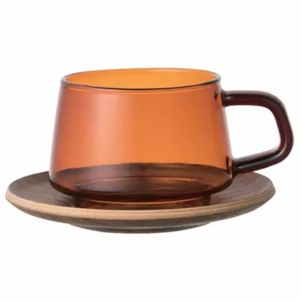 Tasse et soucoupe Sepia en teck | Ambre