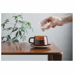 Tasse et soucoupe Sepia en teck | Ambre
