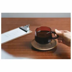 Tasse et soucoupe Sepia en teck | Ambre