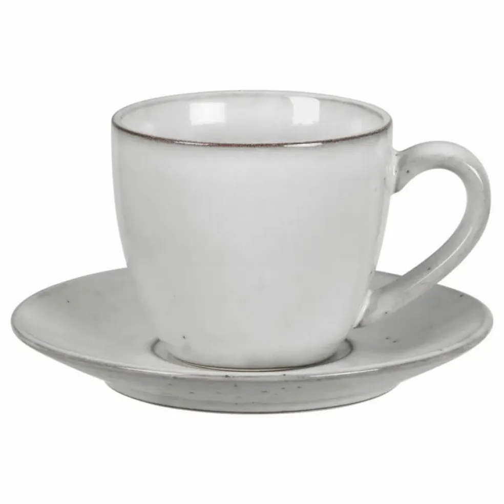 Tasse Sous Tasse Nordic sand en grès | Gris clair
